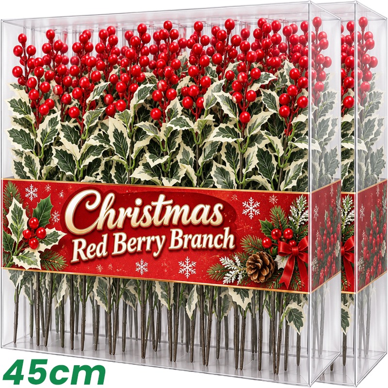 Christmas Wreath Fake - 45cm Simulated Red Berry Plants Ornament