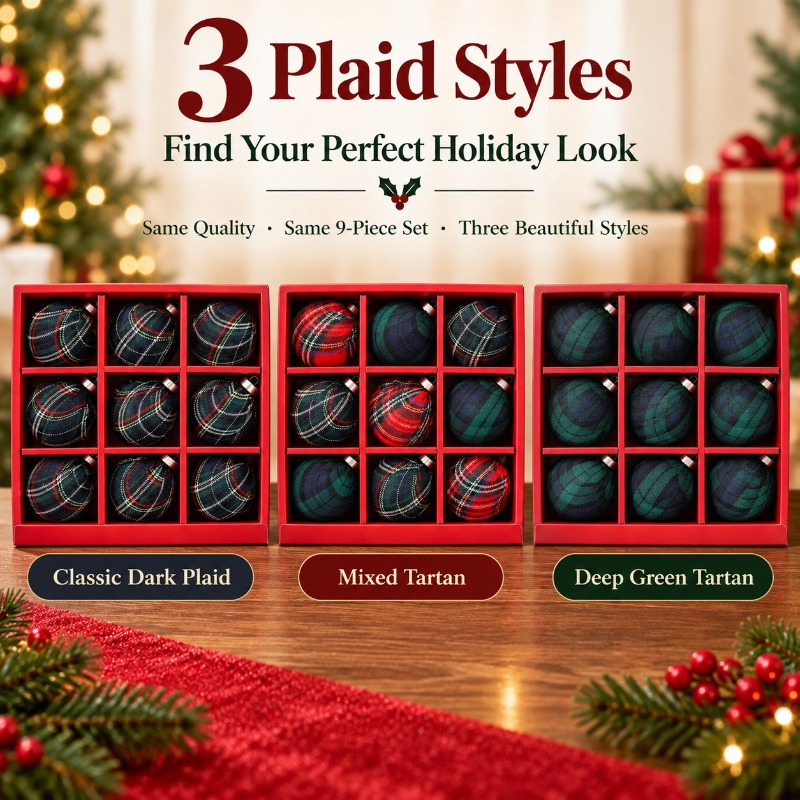9Pcs 8cm Fabric Wrapped Plaid  - Gift Box Wrap Set 评论和价格