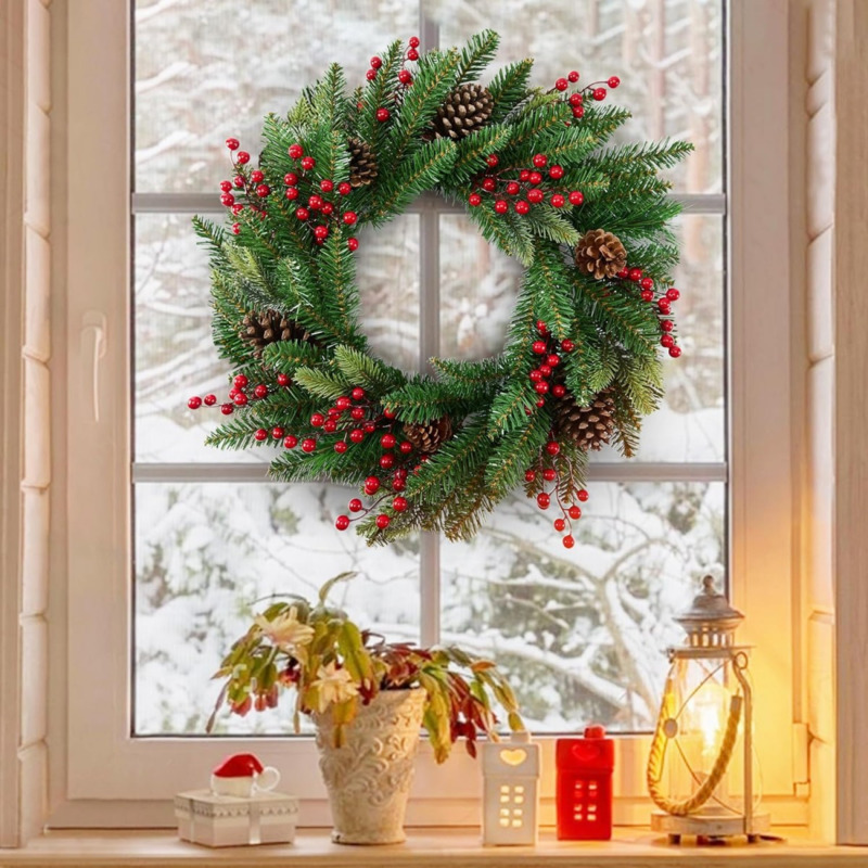 50cm Artificial Christmas Wrea - Christmas Wreath Fake 评论和价格