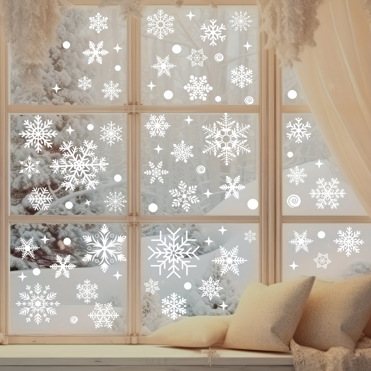 4 sheets Christmas Window Stic - Snowflake Window Decal 评论和价格