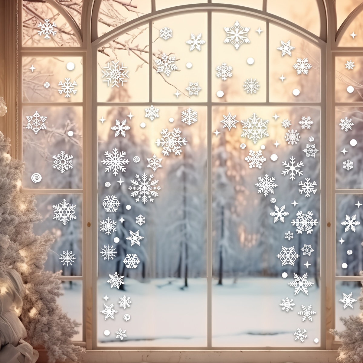 4 sheets Christmas Window Stic - Snowflake Window Decal 评论和价格