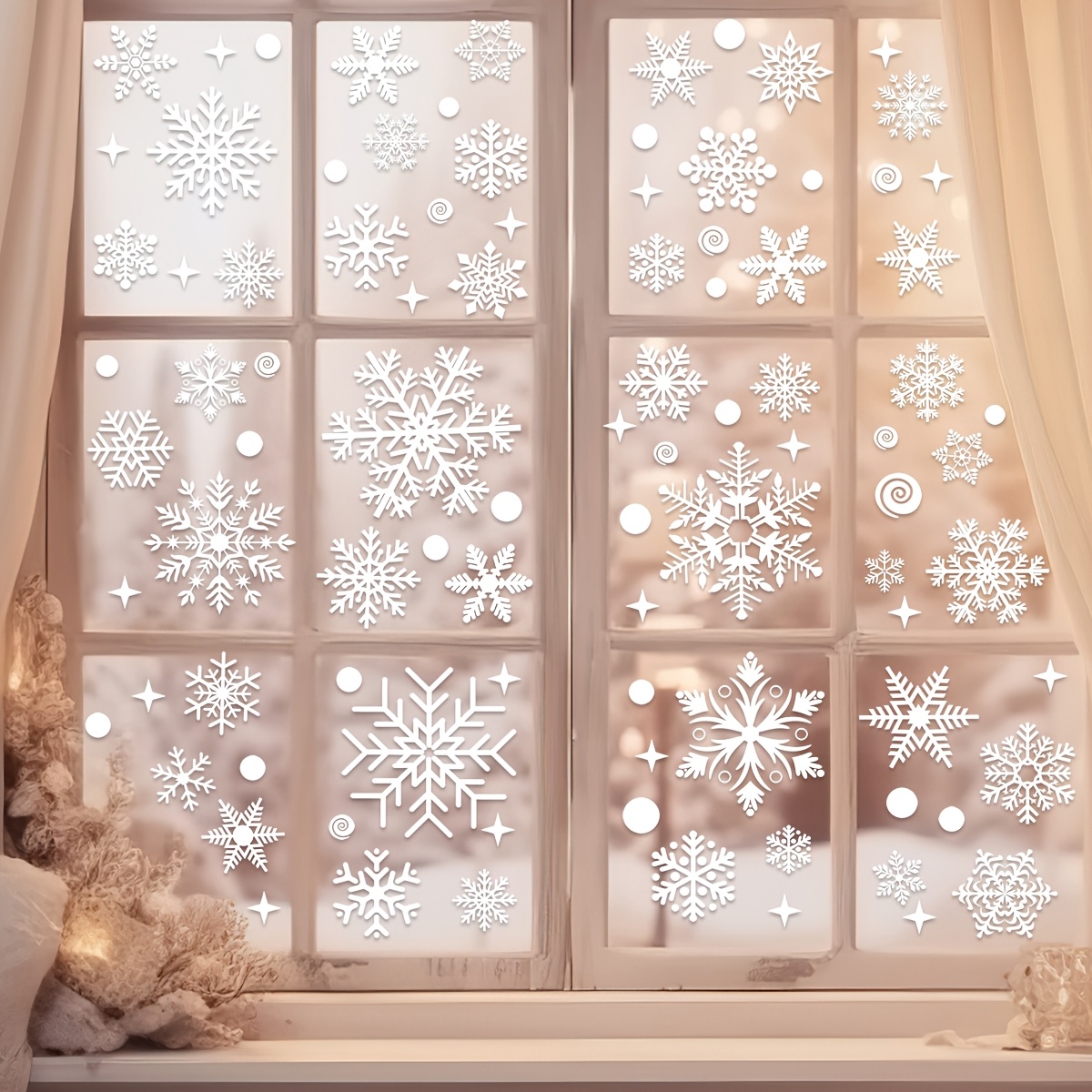 4 sheets Christmas Window Stic - Snowflake Window Decal 评论和价格