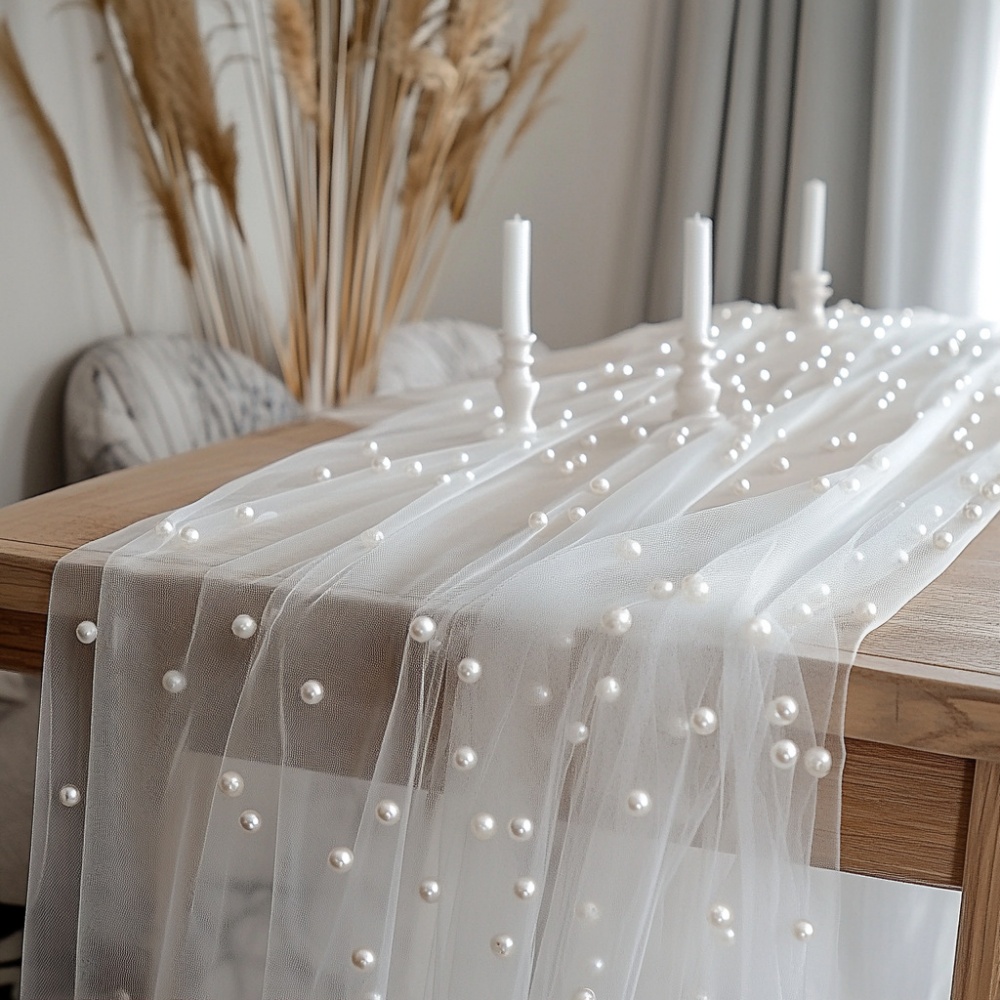 Pearl Chiffon Table Runner 80x - Christmas Table Runner 评论和价格